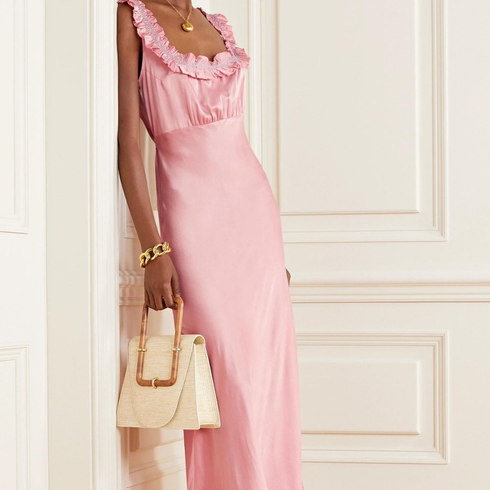 Doen Nola Pink Silk Maxi Dress Grown